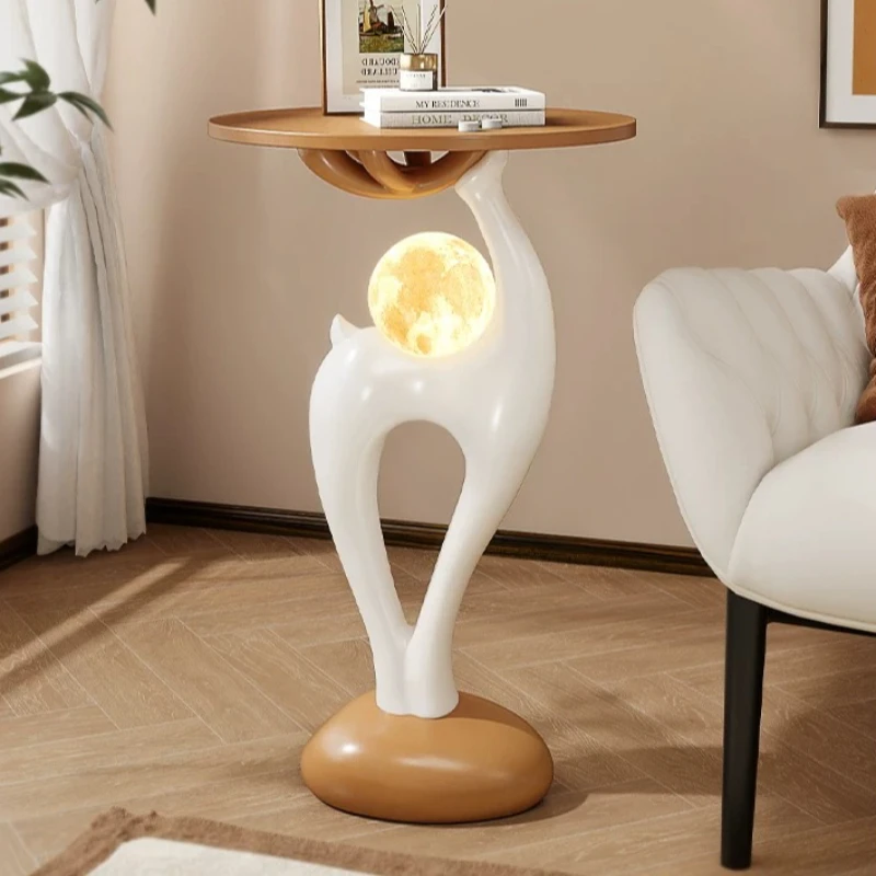 Cartoon Side Table, Three Color Light Art End Stand, Creamy Sofa Coffee Desk, Creative Nightstand for Bedroom Living Room