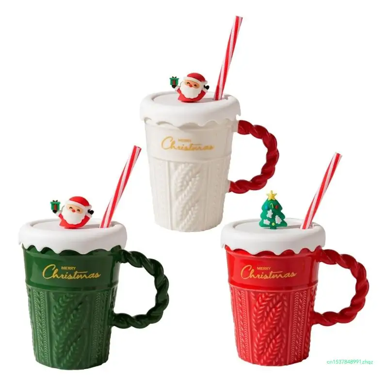 Christmas Ceramic Beverages Mugs Christmas Spirits Ceramic Mugs Festival Cup for Warm Beverages Office Decors