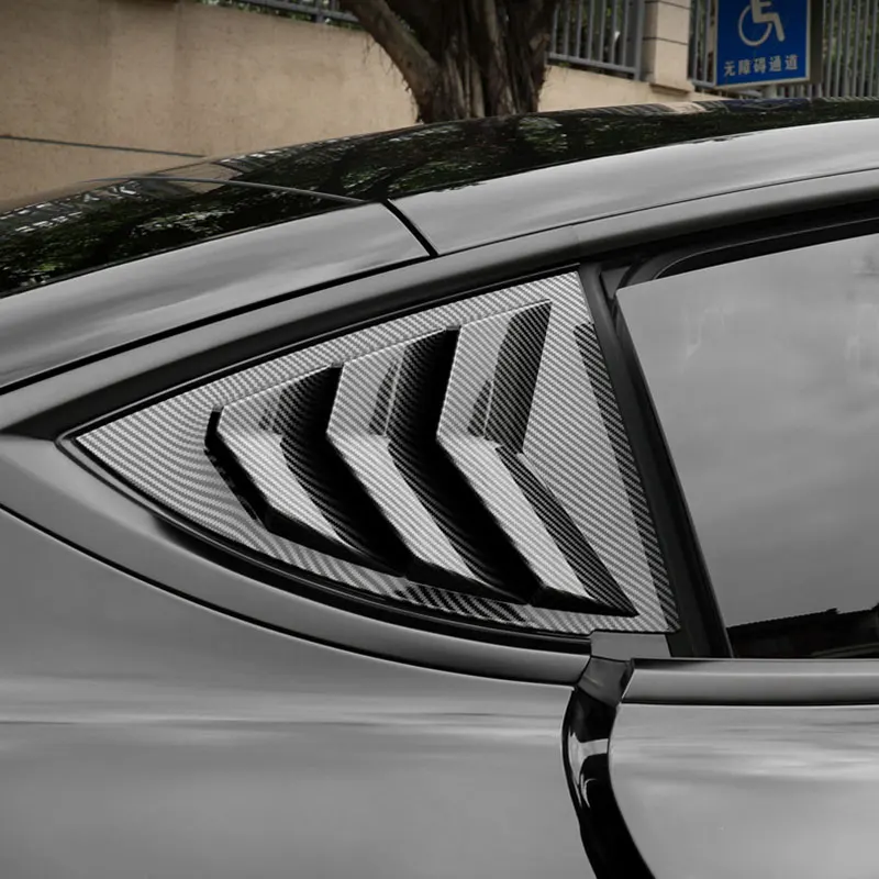 

Rear Car Window Shutter Cover For Tesla Model 3 Y 2017-2023 ABS Carbon Fiber Stickers Triangle Decoration Modified Accessories