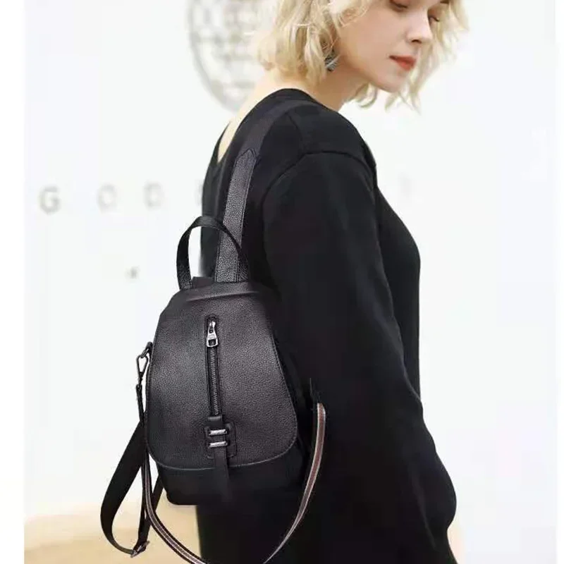 2027 New Fashion Luxury Brand Cowhide Genuine Leather Women Backpacks Female Ladies Girl Student Korean Casual Designer Backpack