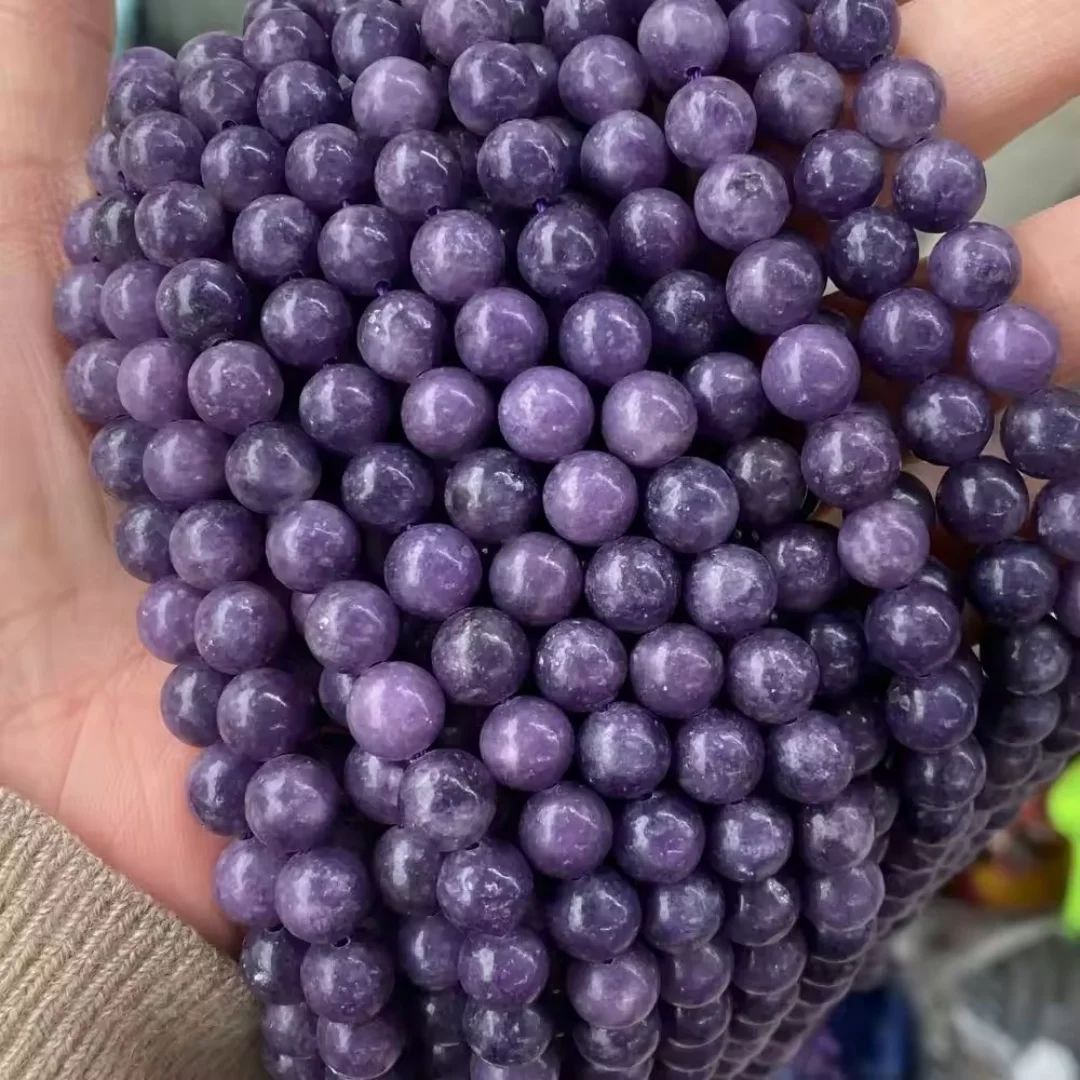 6/8/10mm High quality Purple Mica beads, Natural Round Semi Precious Stone Smooth Purple Mica beads, for making DIY jewelry