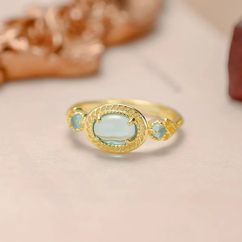 جديد كل بحر جزيرة اليابانية الزركون الدائري المرأة Ins ريترو 925 الفضة حلقة مفتوحة بسيطة