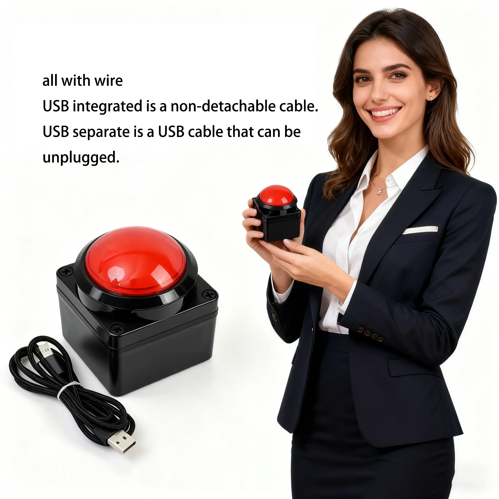 

100MM USB Custom Button Remote Control Buzzer Switch Lottery Computer Mouse Shortcut Keyboard 2m