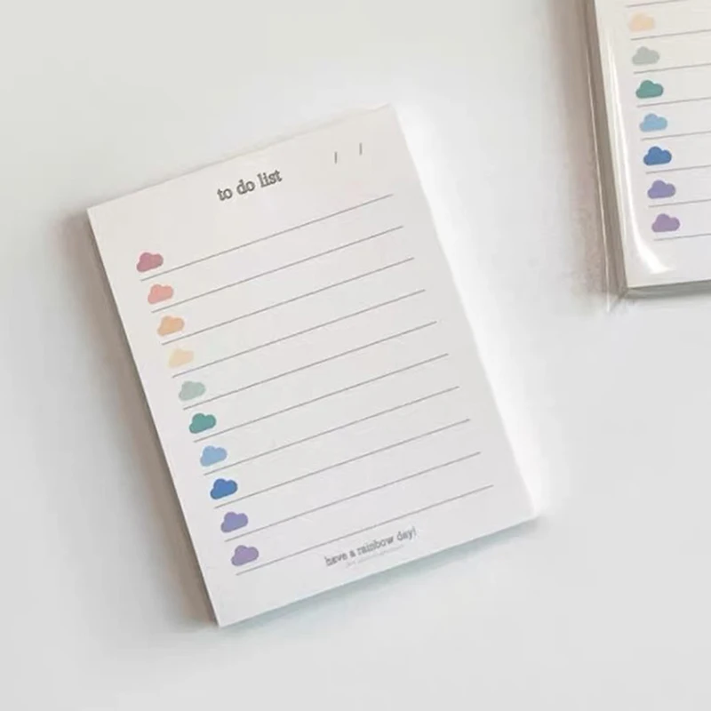Korean Ins Cute Colorful Clouds To Do List 50 Sheets Planner Student Long Style Note Paper Memo Pad Stationery School Supplies