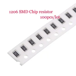 100 peças 1% 1206 0r-10m chip smd resistor fixo 1r 2 51 100 220 330 470 510 ohm 1k 2k 5.1k 8.2k 51k 68k 100k 220k 1m 3.3m 5.1m 10m