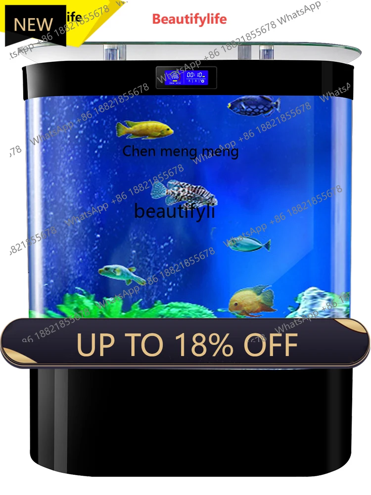 

P178 Living Room Fish Tank Rounded Shape Super White Acrylic Glass Modern Wall Small and Medium Size Change Water