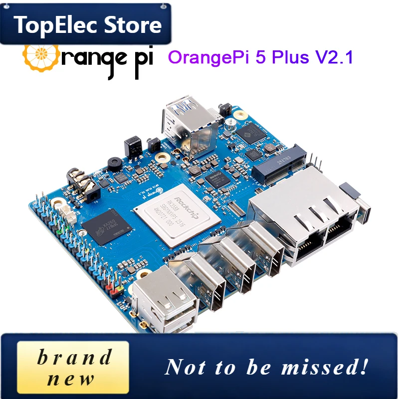 TopElec Orange Pi 5 Plus Mini PC Development Board 16GB RAM DDR5 Rockchip RK3588 M.2 Slot PCIE SBC Single Board Computer