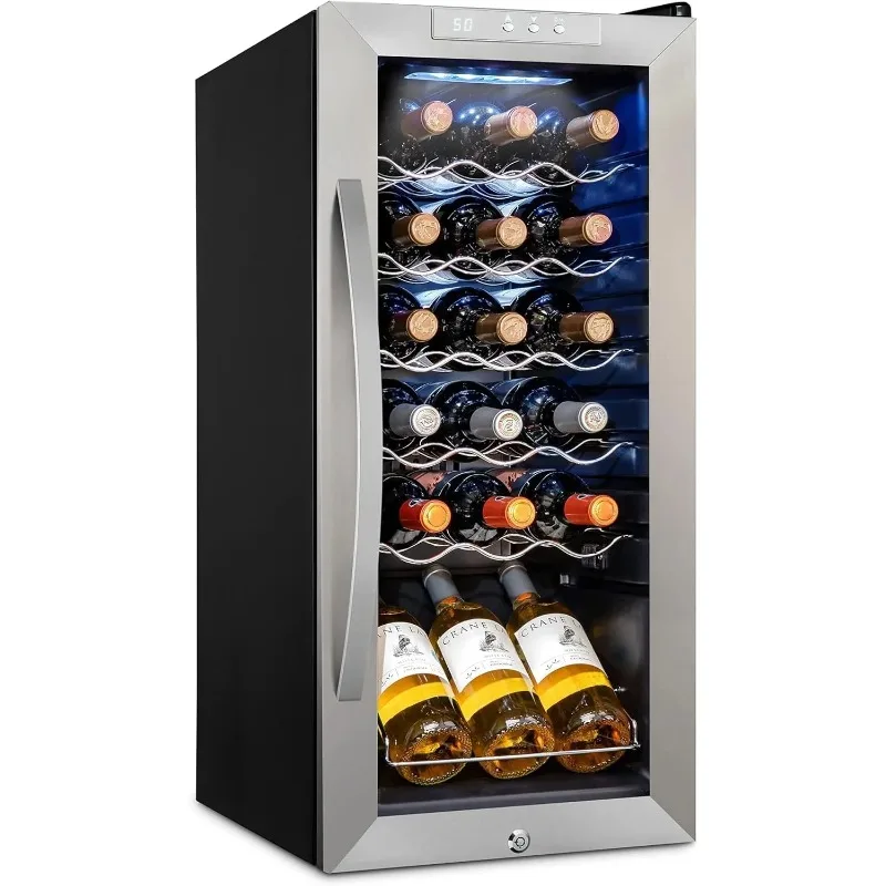 

18 Bottle Compressor Wine Cooler Refrigerator w/Lock - Large Freestanding Wine Cellar For Red, White, Champagne