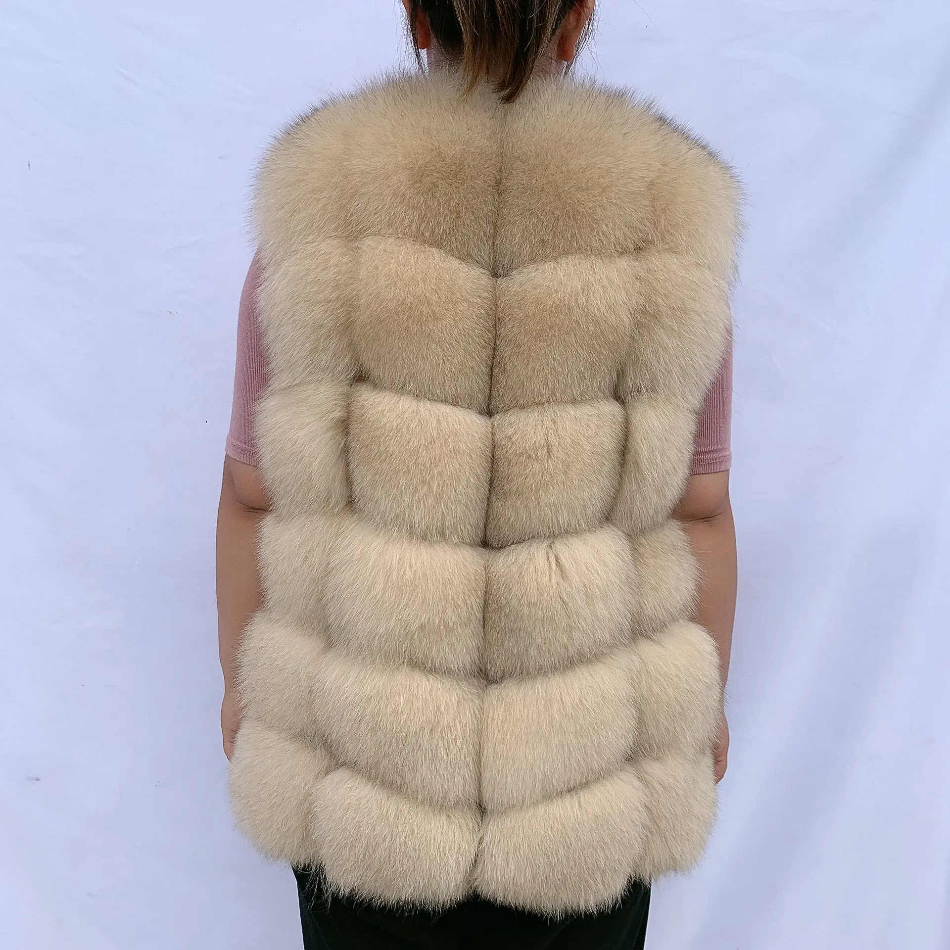 Cappotto di pelliccia invernale da donna gilet di volpe reale di lusso cappotto soffice gilet di pelliccia corta gilet di pelliccia di pelliccia naturale scaldino per il corpo in pelliccia di volpe