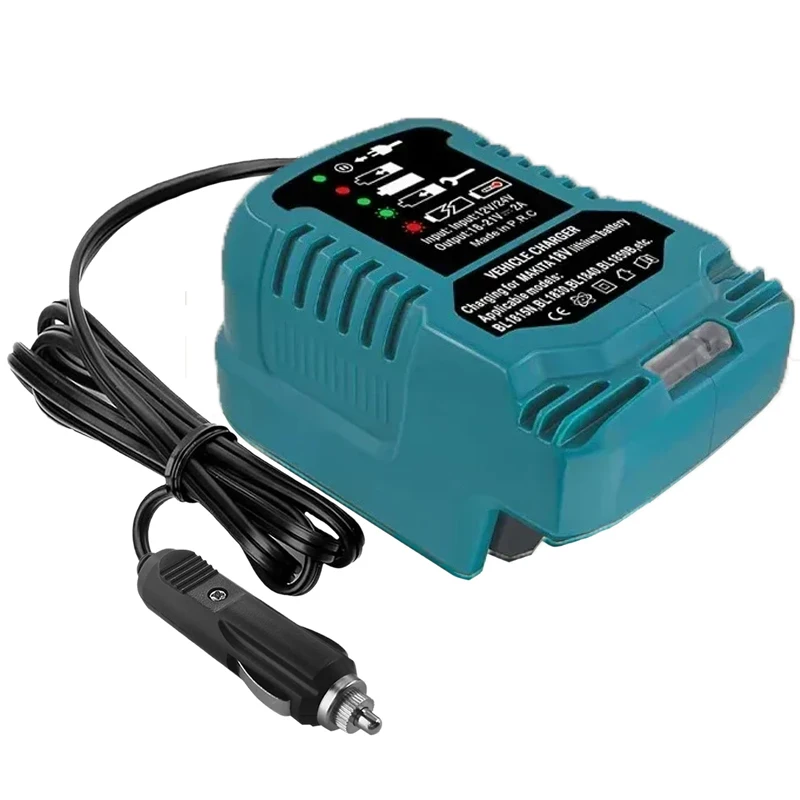 

Power Tool Accessories DC 12V 24V Cigarette Lighter Plug Li-ion Battery Car Charger LED For Makita 18V Battery BL1860 BL1830