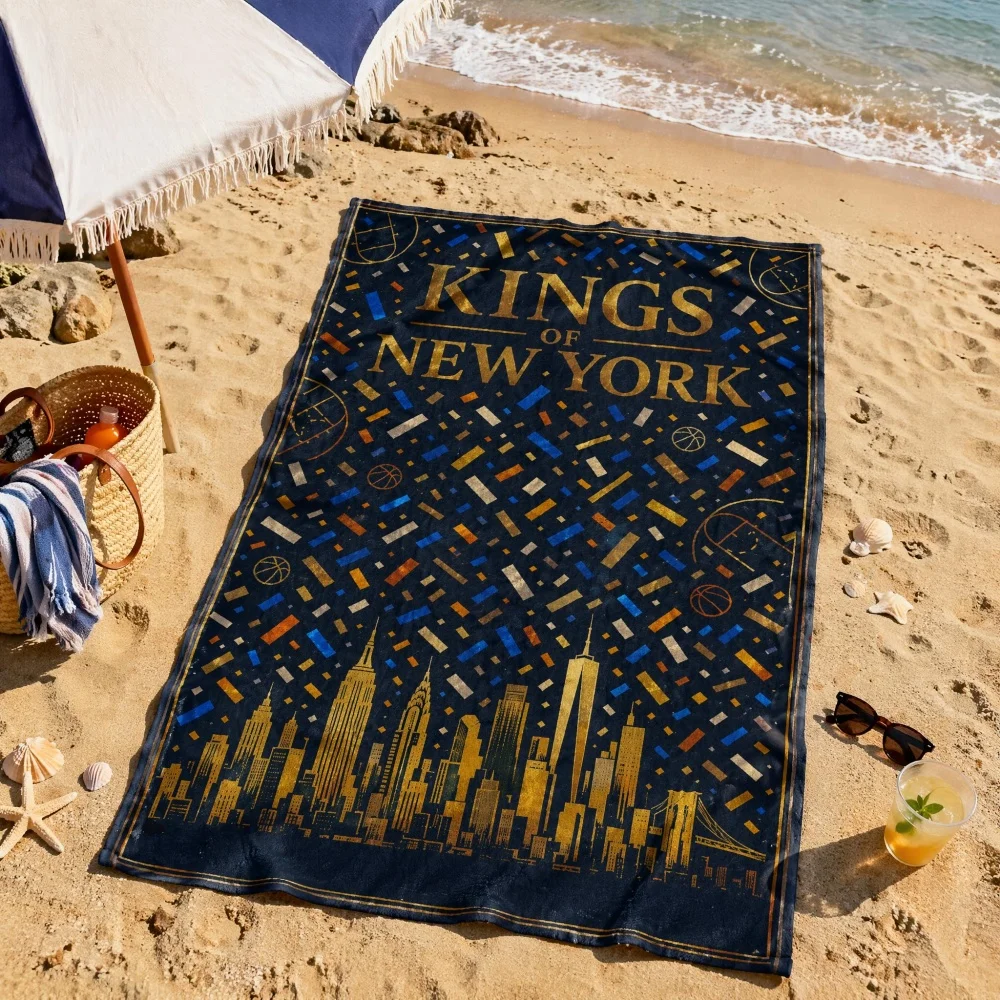 Oversized Beach Towel Dark Base Golden Streamer Pattern Microfiber Quick Dry Sand Proof Travel Swimming Outdoor Vacation Towel