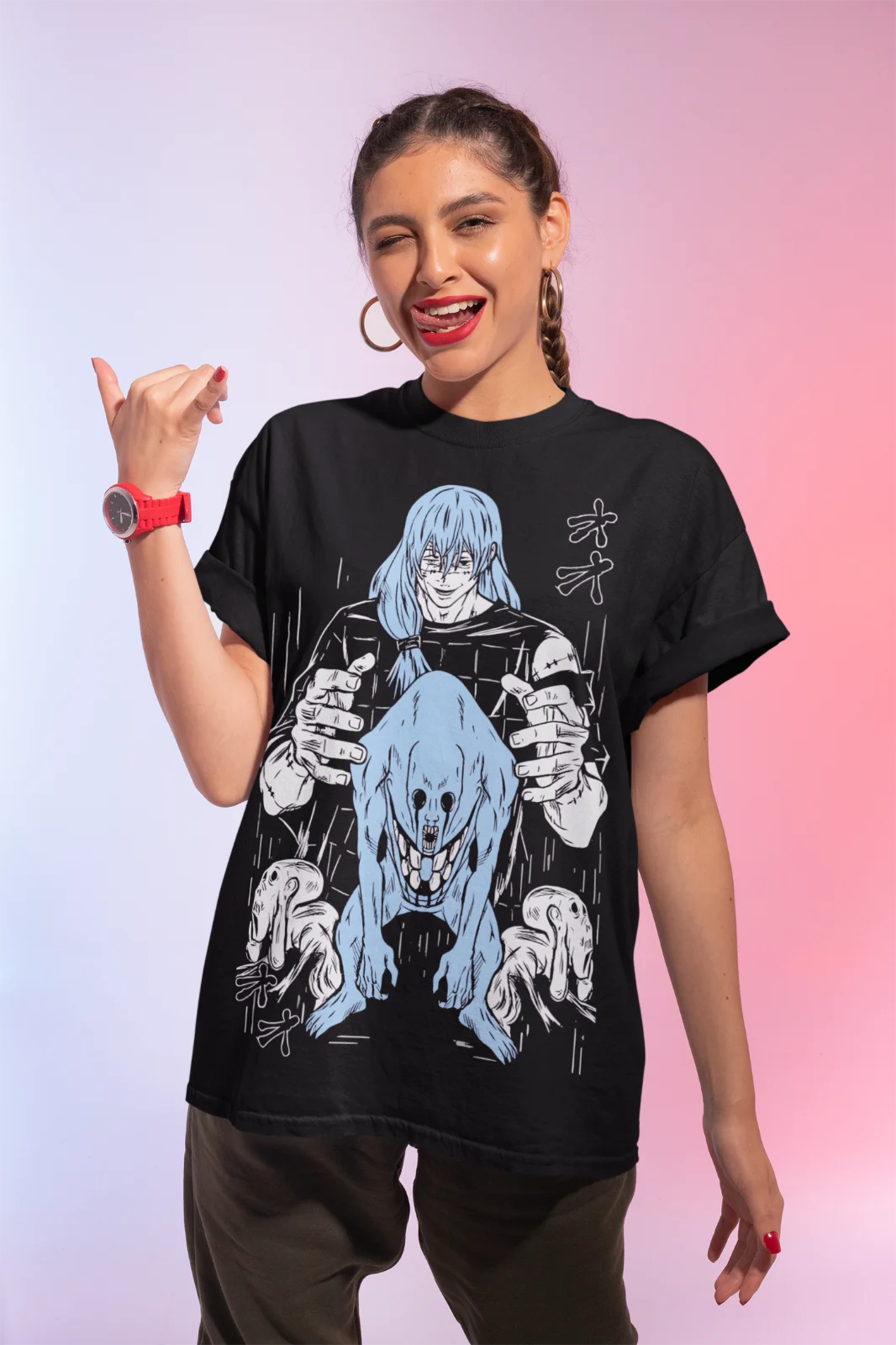 Jujutsu Kaisen Mahito Curse Anime Manga Junpei Black T-shirt Soft Tee