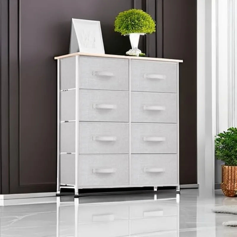 8 Drawer Dresser - Fabric Storage Tower, Organizer Unit for Bedroom, Living Room & Closets - Sturdy Steel Frame, Easy Pull