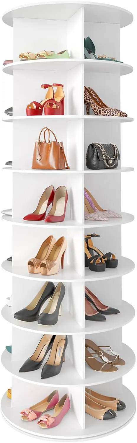

8 Tier Rotating Shoe Rack Tower, Spinning Shoe Display Lazy Susan, Revolving 360 Shoe Rack Storage Round Carousel,