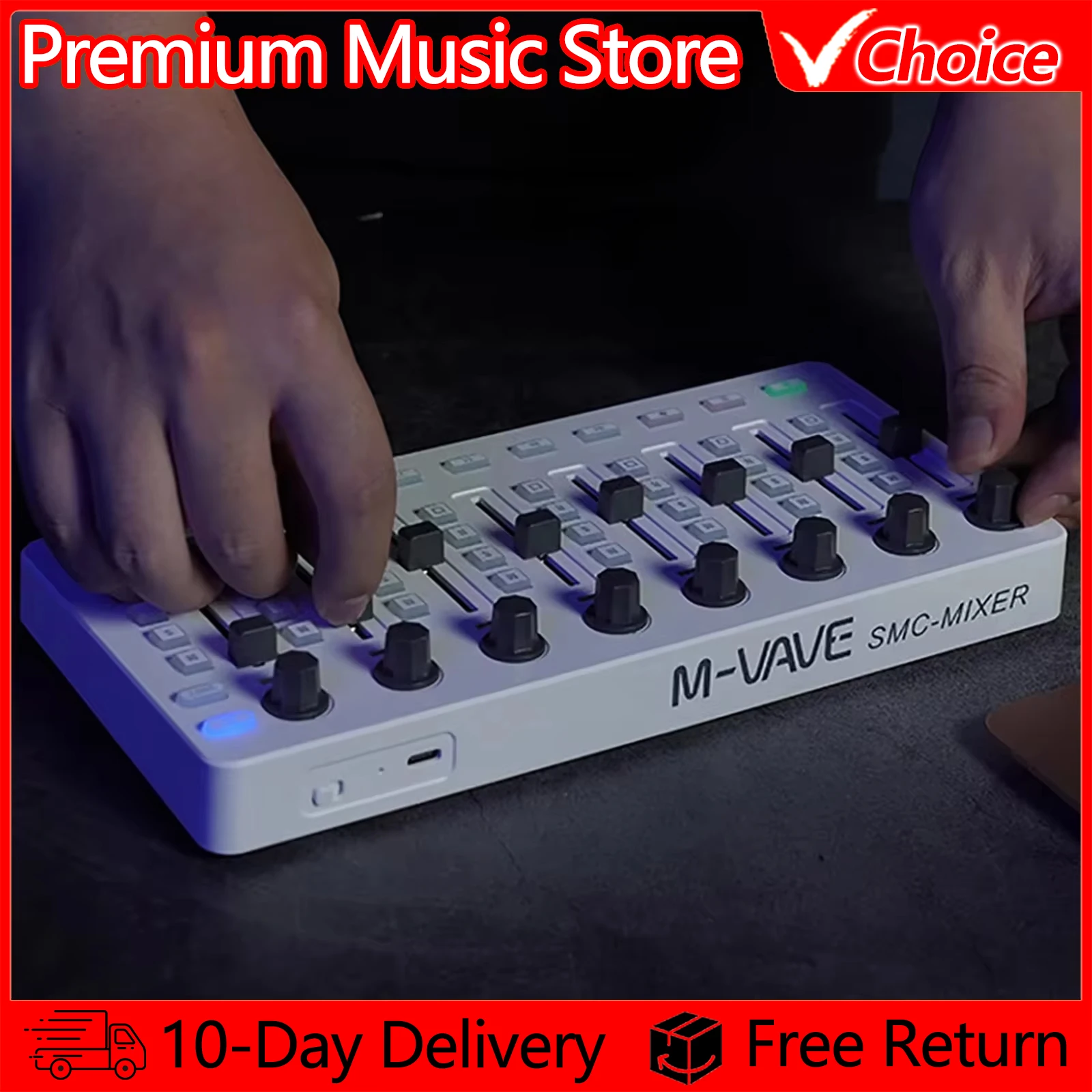M-VAVE SMC-Mixer Wireless MIDI Controller Mixing Console BT Connection USB Controller Mixer for Most Electroacoustic Instruments