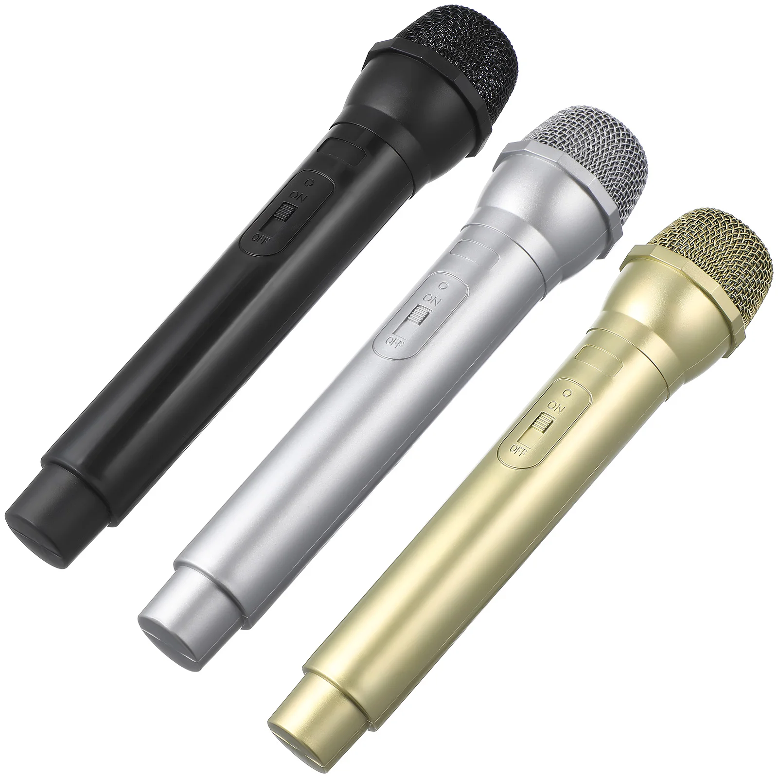 

3 pcs Plastic Microphone Toy Prop Gold Color Lightweight Kids Party Costume Kids Microphone Toy Role Playing Events Practice
