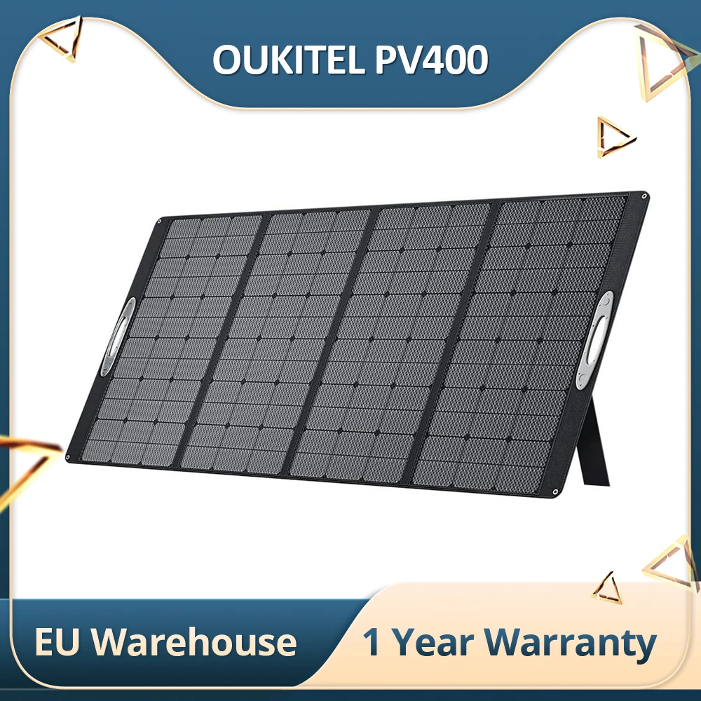 OUKITEL PV400 400W Foldable Portable Solar Panel with Kickstand, 23% Energy Conversion Rate, IP65 Waterproof High Efficiency