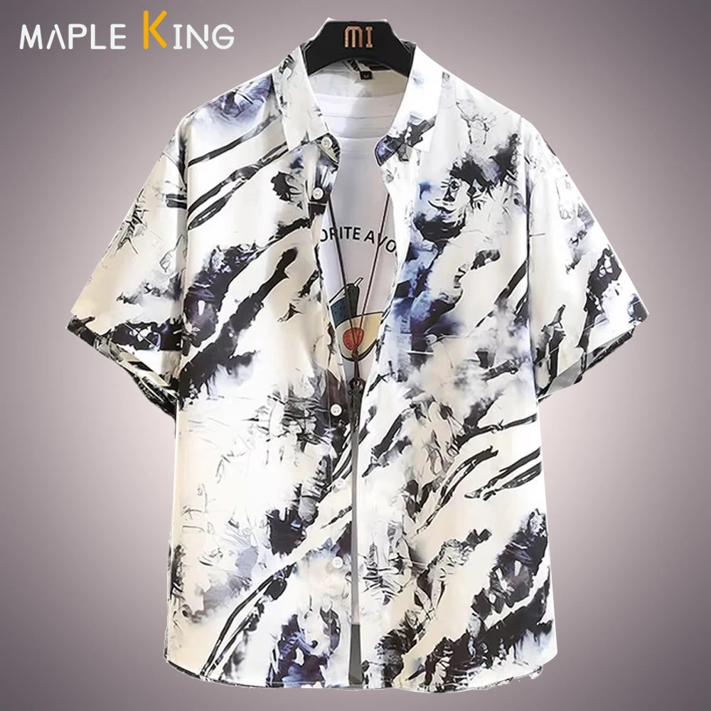 

Mens Fashion 2024 Short Sleeve Cardigan Hawaiian Shirt Summer Vacation Prom Dress Men Blusas Estampadas Loose Hip Hop Streetwear