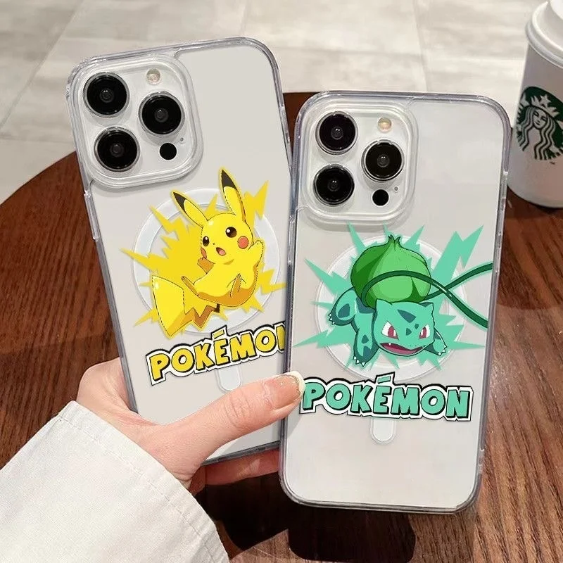 

Anime Cartoon Cute P-Pokemon Magsafe Wireless Charge Case For iPhone 11 12 13 14 15 16 Pro Max Plus B-Bulbasaur‌ Magnetic Cover