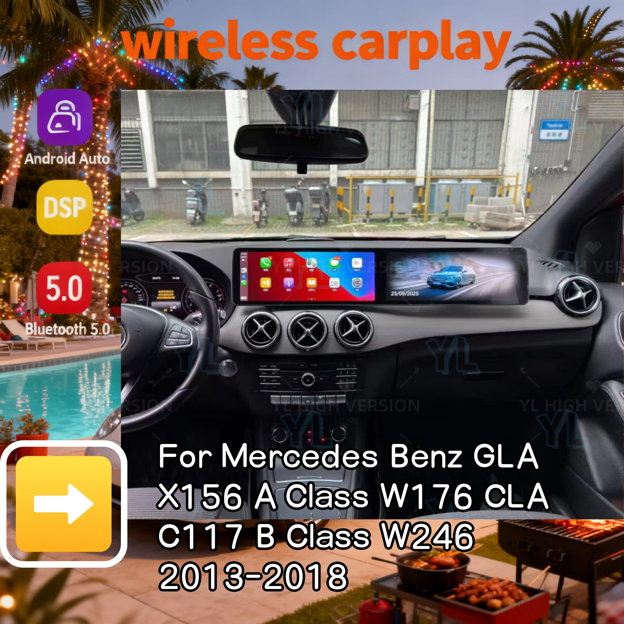 

S Carplay Android Auto двойной сенсорный экран для Mercedes Benz A CLA GLA W176 C117 X156 W463 B W246 2013-2018 Автомобильный радиоприемник WIFI GPS 4G