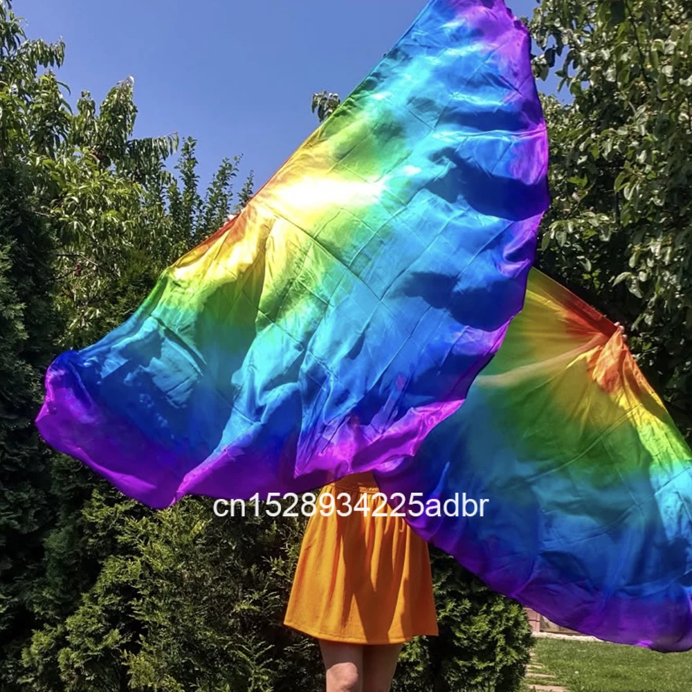

Worship Flags with Rods Spinning Silk Veil Flag Scarf Ribbon Play 100% Silk Scarf for Belly Dance Outdoor Flags for Dance