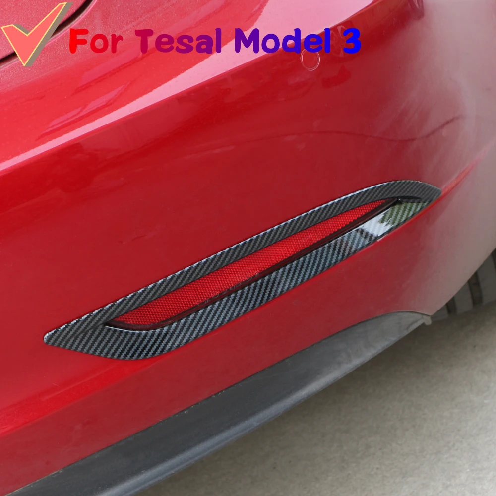 

ABS carbon fiber Rear Bumper Fog Lamp Light Molding Cover Kit Trim car Accessories For tesla model 3 2016-2023