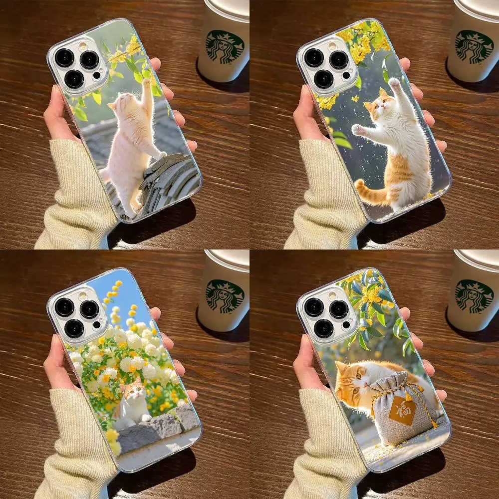 

Cats are cute and healing and fresh Phone Case For iPhone17,16,15,14,13,12,11 Plus,Pro Max Soft Transparent Cover
