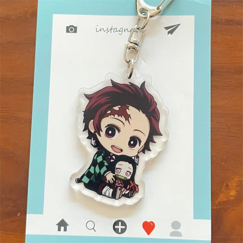 

Demon Slayer Cartoon Acrylic Keychain Kamado Tanjirou Anime Action Figures Doll Kawaii Car Key Bag Decoration Cute Gift for Girl