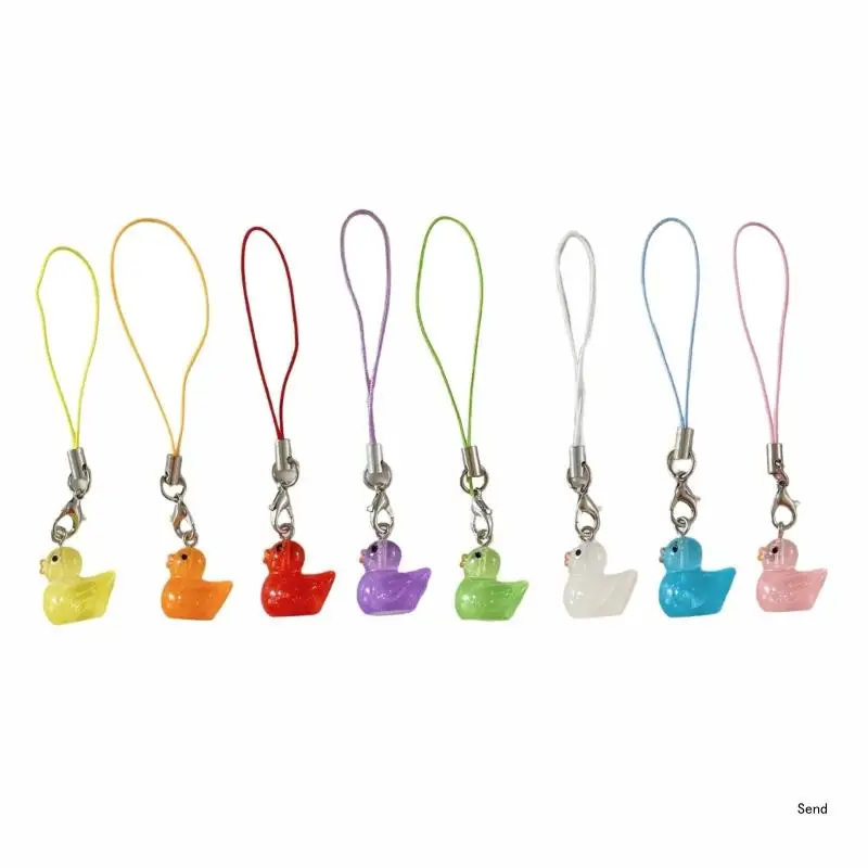 Portable Duck Shaped Luminous Charm Pendant for Keyring and Phone Decoration