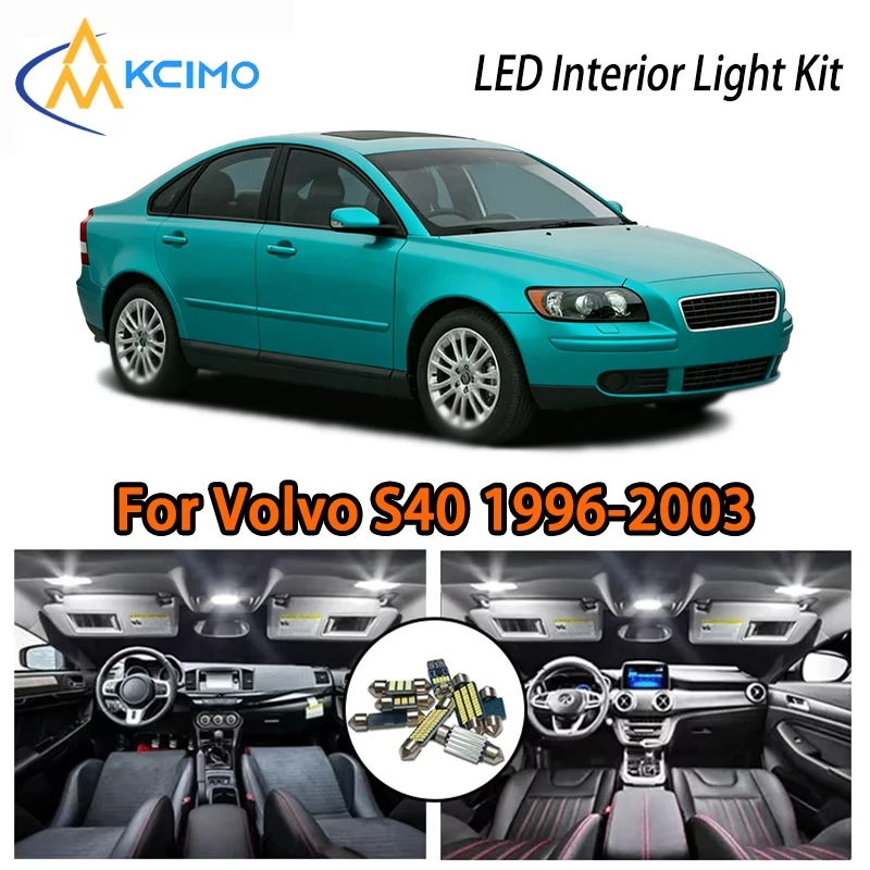 

Яркие светодиодные внутренние светильники белого и ледяного синего цвета для Volvo S40 1996-2003, два цвета, простая установка, атмосферная подсветка