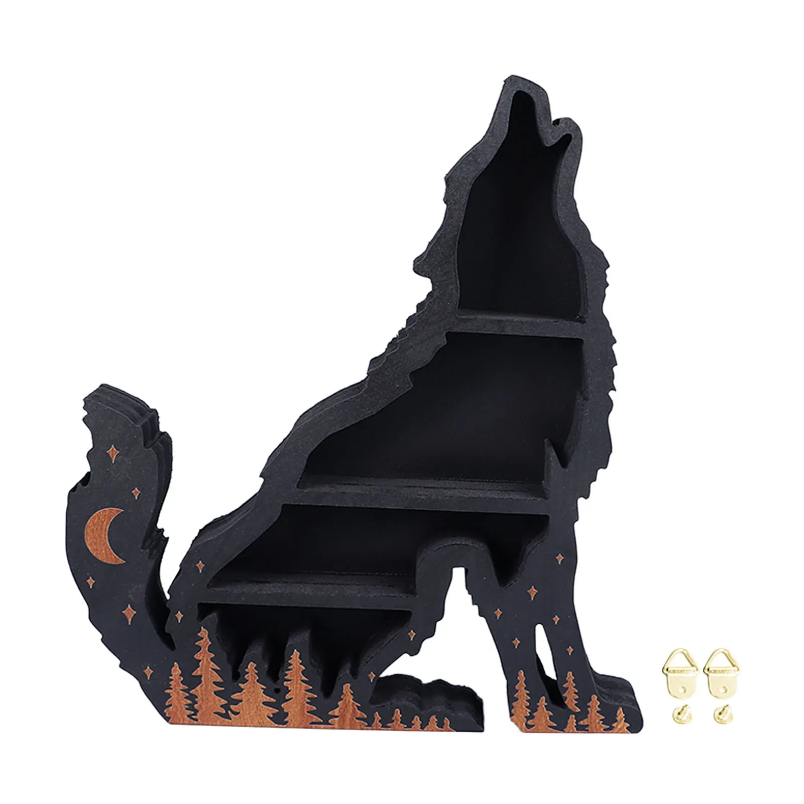 

Wolf Shape Wooden Crystal Displays Shelf Classic Multilayer Decorative Crystal Shelfs Display For Home Bedroom Living Room