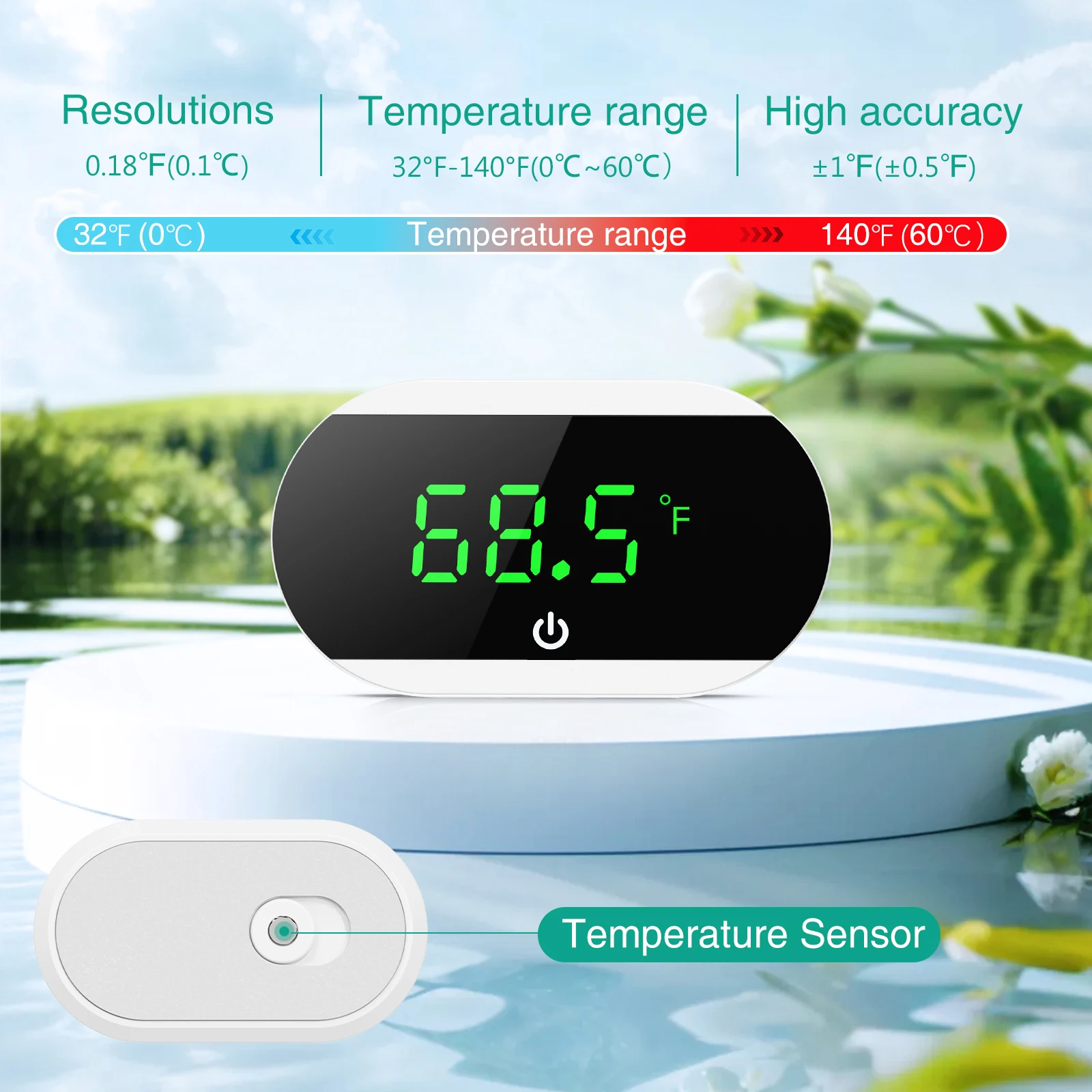 ORIA Aquarium Thermometer Digital External Thermometers Fish Tank Temperature Meter Reptile Box Mini Thermometer ℃/℉ Switching