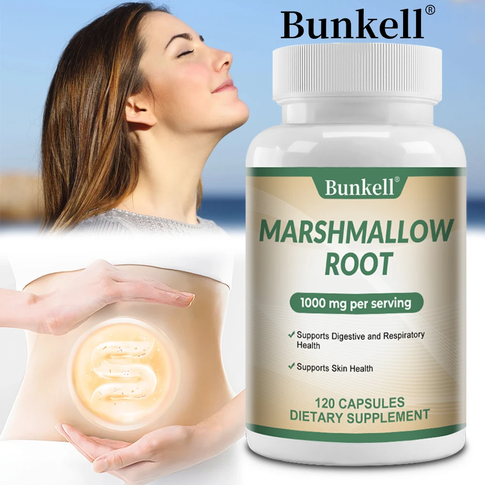 Marshmallow Root Capsules 1,000 Mg - Rich in Mucilage, Supports Respiratory, Skin and Gut Repair, Vegetarian, Gluten-free