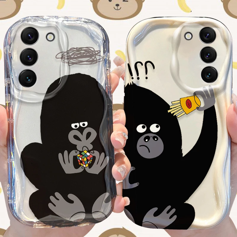 Cartoon Gorilla Case for Samsung Galaxy S24 S23 S22 S21 Ultra Plus S20 FE A73 A72 A71 A55 A54 5G A53 A52 A51 4G A50S A50 Cover