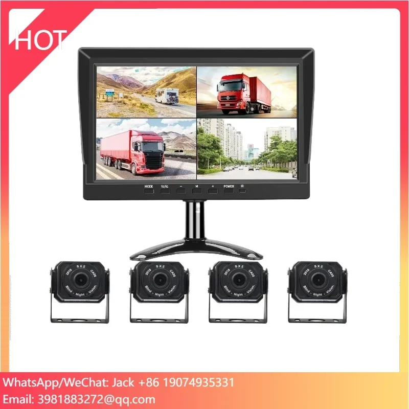 720P 1080P 10.1 Inch AHD IPS Rearview Mirror Reverse 4CH Security Car Camera System Kit
