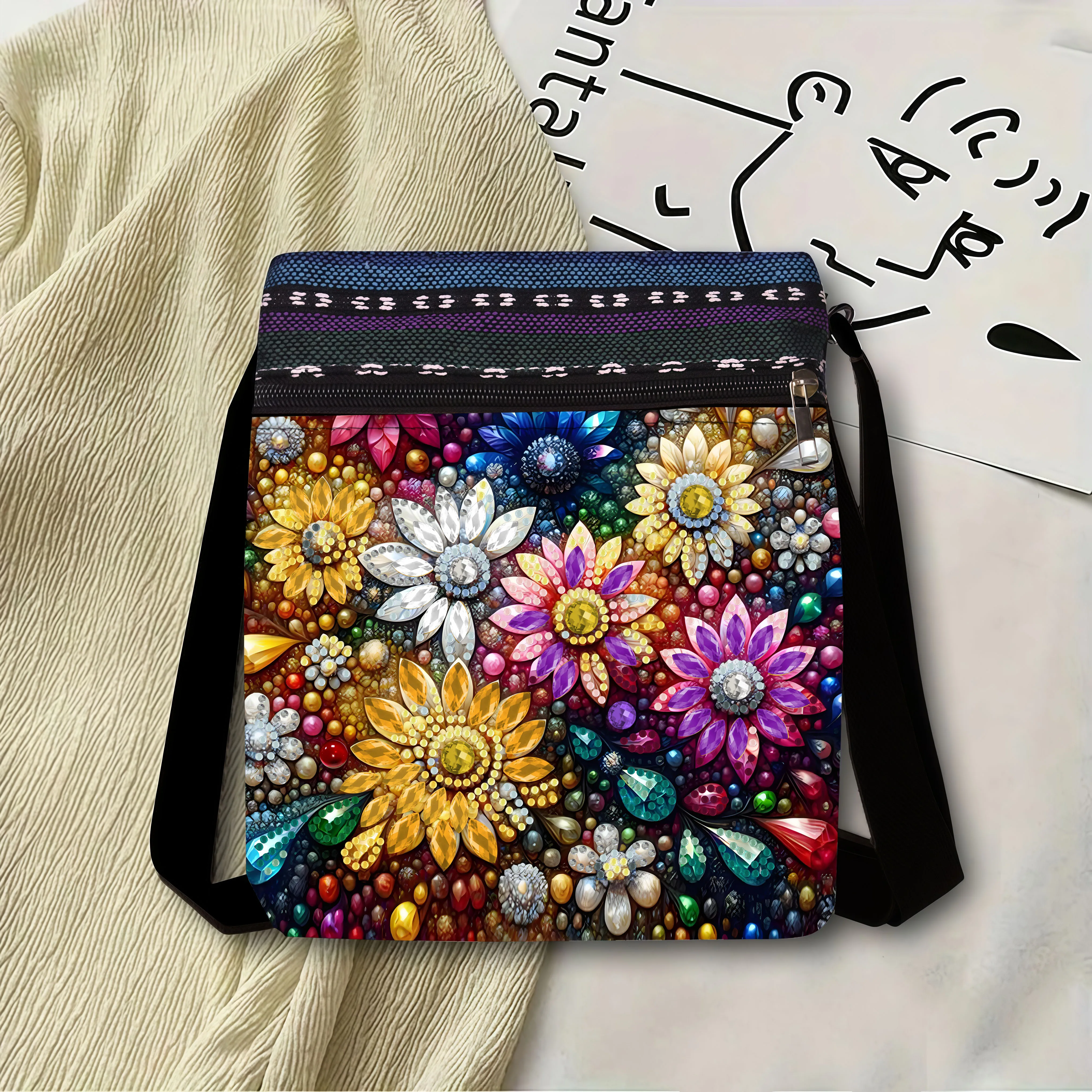 1 Piece Diamond Painting kit Messenger bag flower pattern canvas Material suitable for going out to play and travel to carry