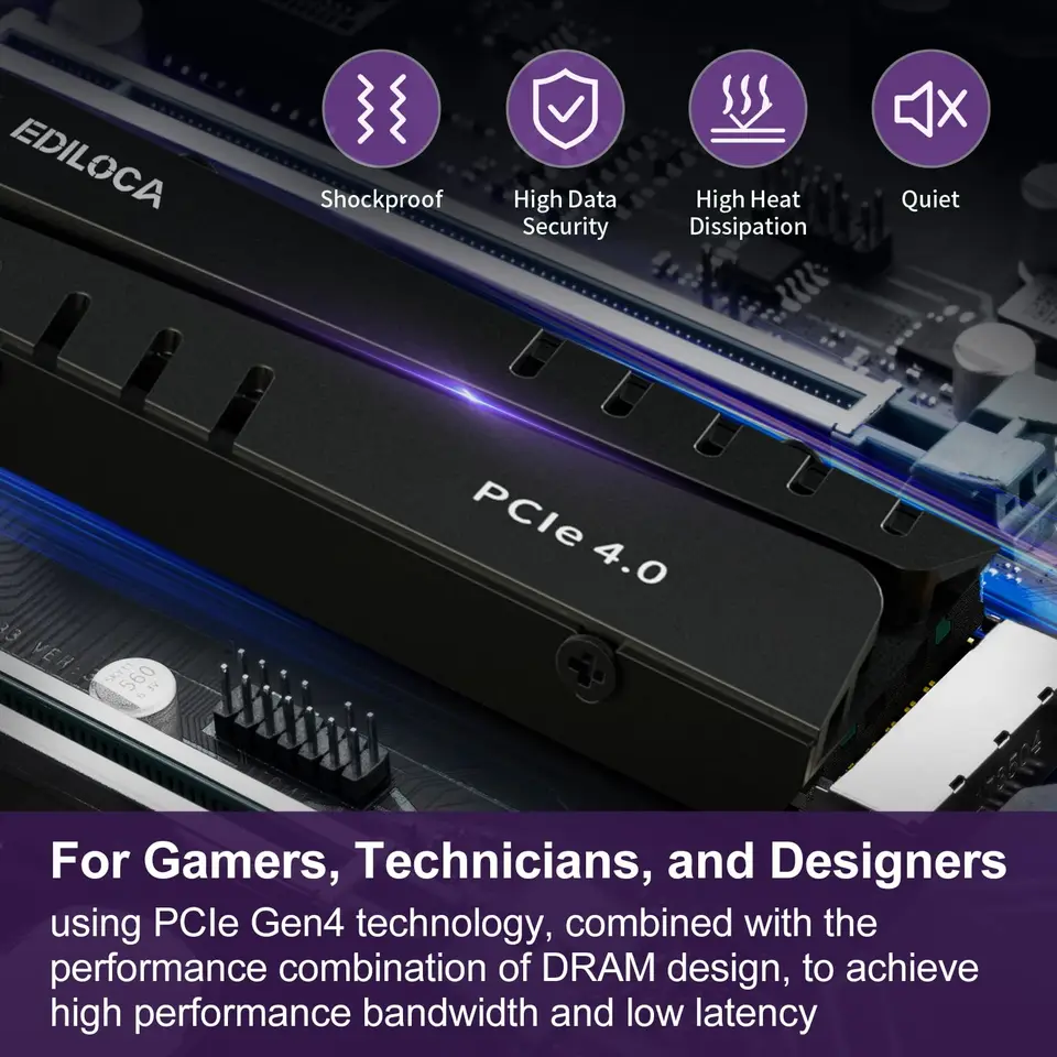 Ediloca EN855 PS5 SSD SLCキャッシュ＆DRAM搭載、ヒートシンク付き