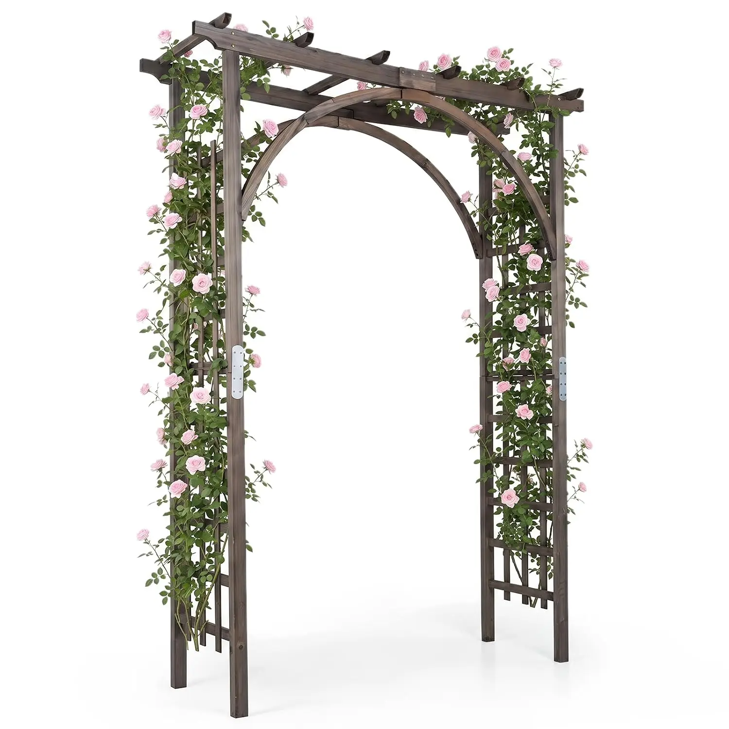 85" Wooden Garden Arch Trellis, Wood Flat Top Garden Arbor, Customized