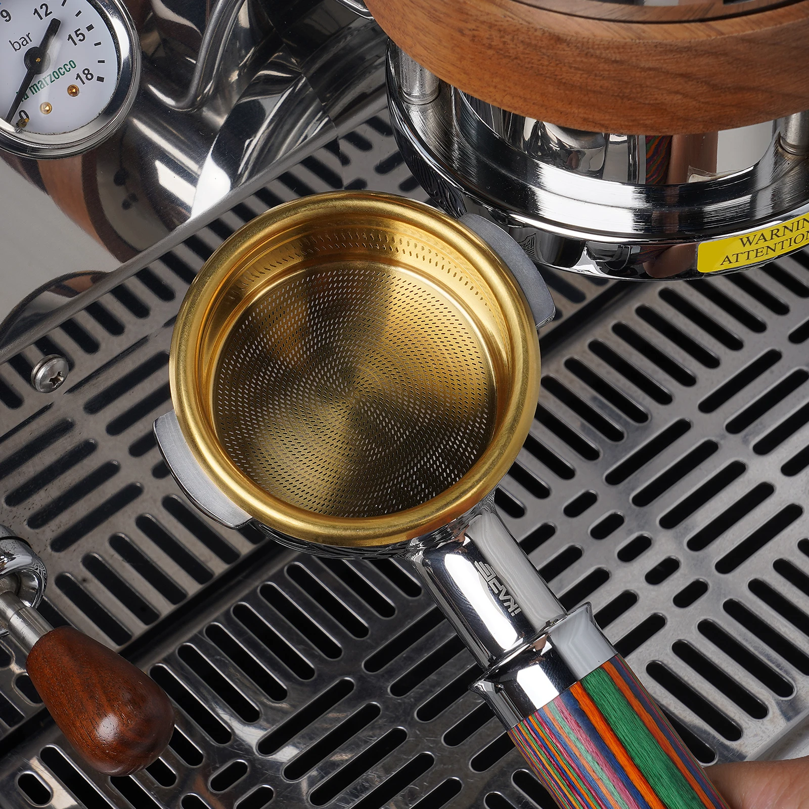 IKAPE Precision High Extraction Coffee Filter Basket -Matrix, Stainless Steel Espresso Filter Basket for Bottomless Portafilter