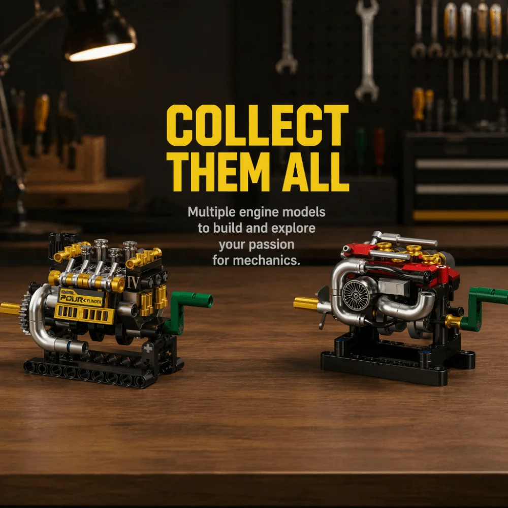 Hands-on Movable Engine Building Blocks DIY Mechanical Mechanical V8 Engine Kit Creative New Mini Engine Model Boys Gift