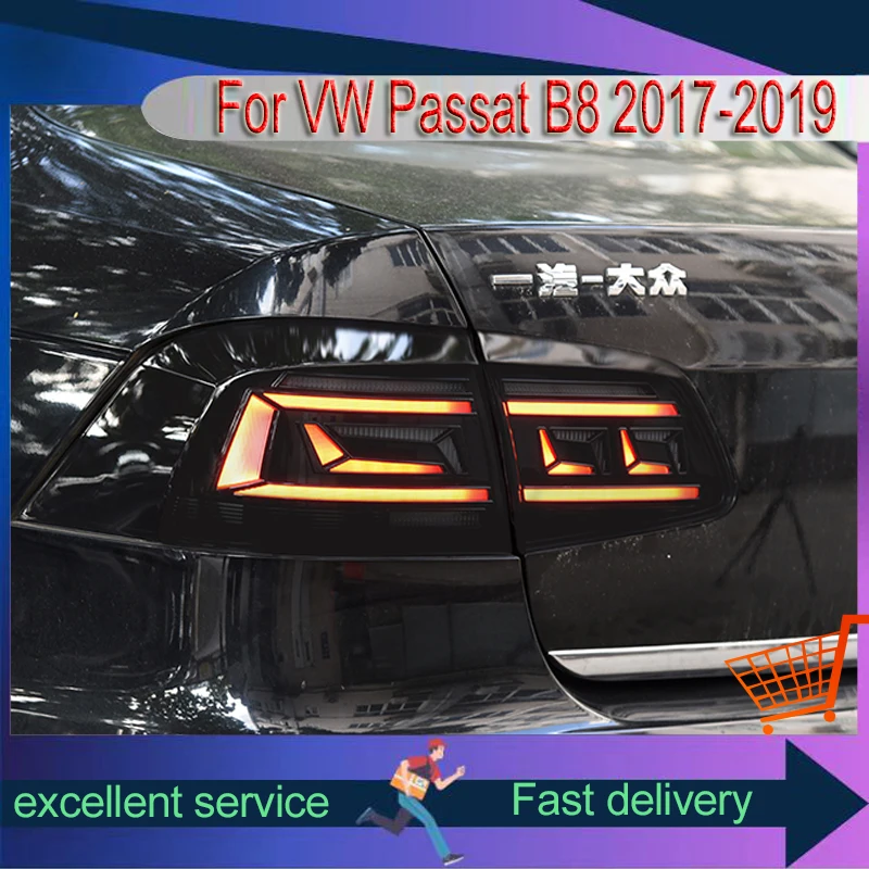 زوج من المصابيح الخلفية لفولكس فاجن باسات B8-، مصباح ليد DRL الخلفي أدوات تسليط الضوء على السيارات ، ملحقات الذيل ، عكس ، الذيل