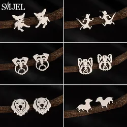 Cartoon Animal Earings Fashion Dachshund Corgi Chihuahua Dog Earrings for Women Stainless Steel Ear Studs Everyday Jewelry Gifts