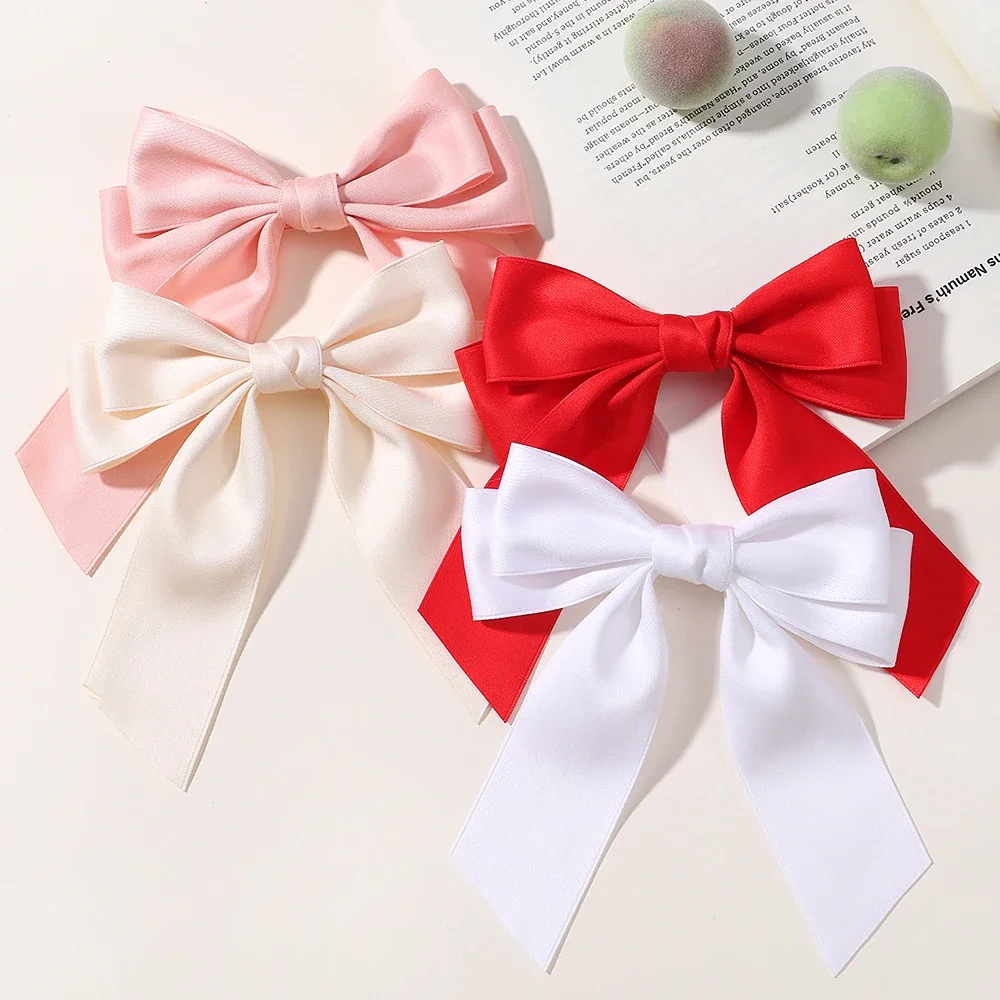 1Pcs Hot New Fashion Fabric Large Bow Hairpin for Women Girls Sweet Hair Clips Red White Bow Top Clip Female Hair Accessories