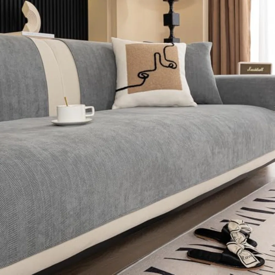 

Чехлы для секционных диванов из шенилла, с узором «ёлочка», моющиеся, для собак, забавные пушистые чехлы для диванов, нескользящие защитные накидки для L-образных диванов