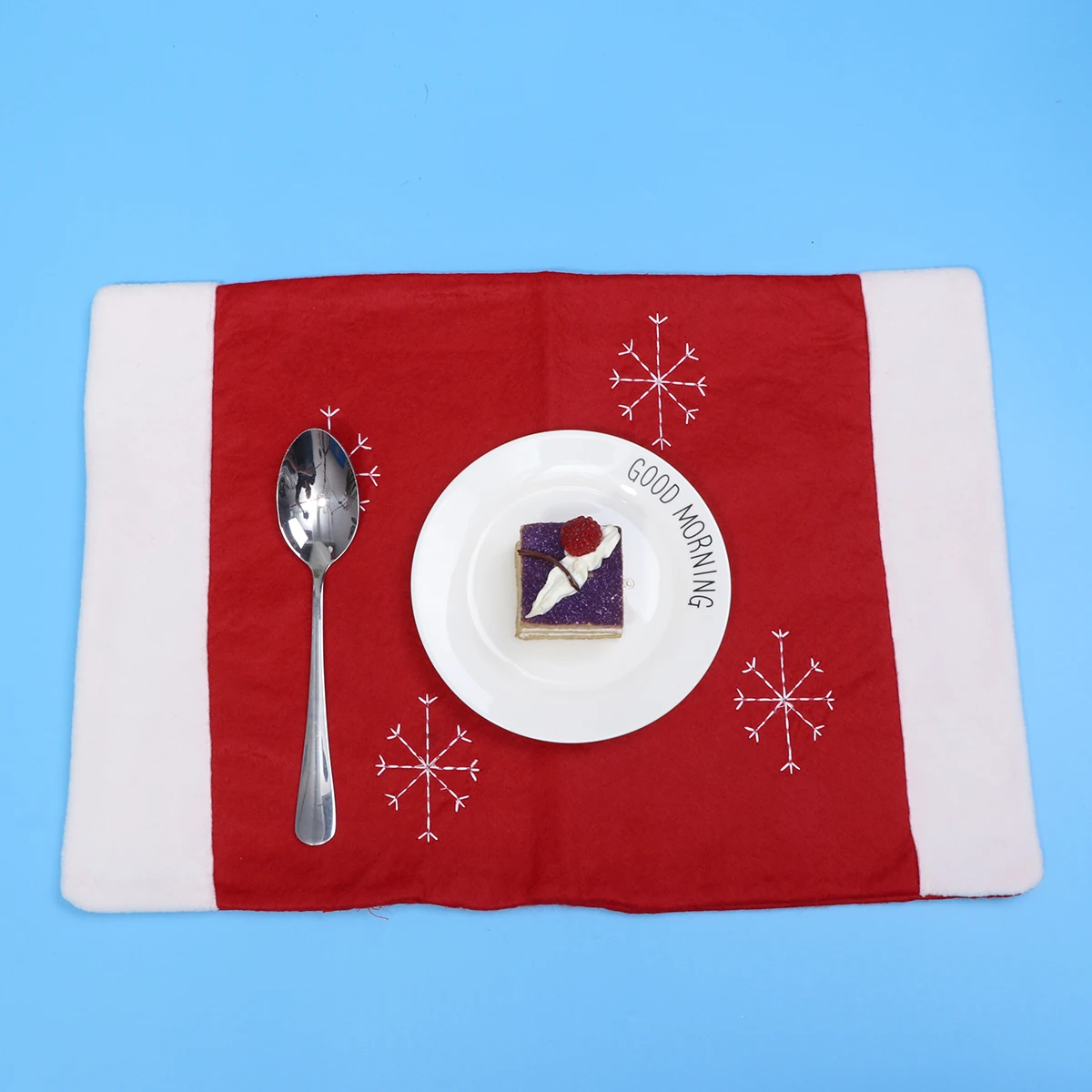 

Christmas Snowflake Double Layer Table Tableware Fabric Pad Mats Fabric Pad Protect Surface Easy Clean Home Restaurant