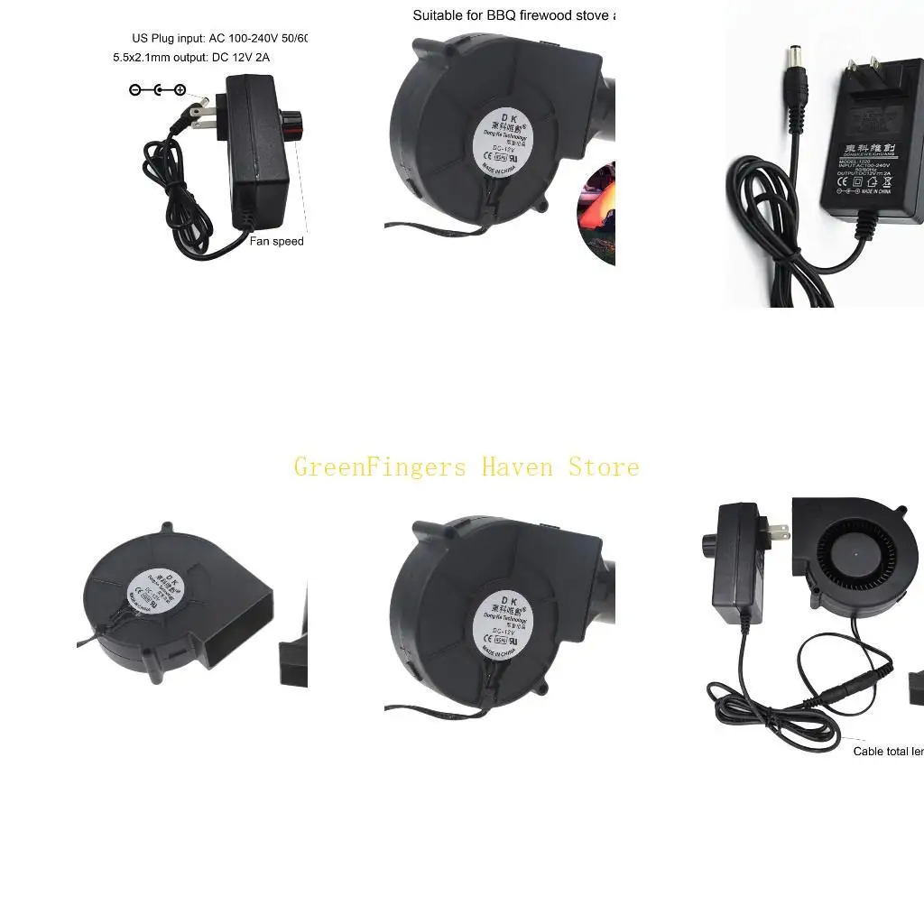 

F68D BBQ Fan PWM Blower 97x95x33mm 12V 2.94A Large Air 110V 220V AC Powered Fan Variable Speed Control for Charcoal=