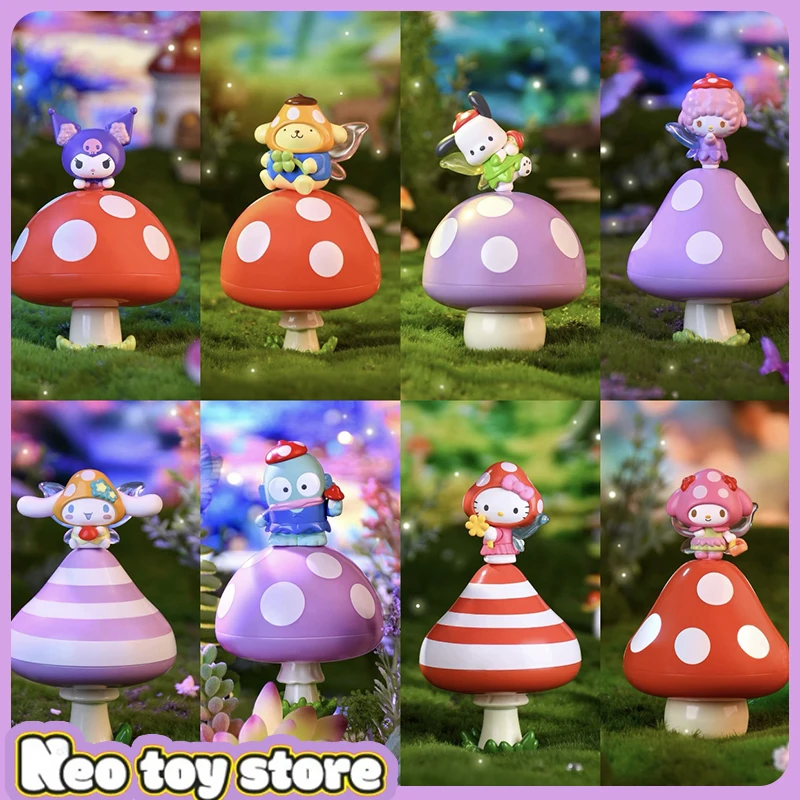

Original Lion Toy Sanrio Characters Mushroom Falry Series Blind Box Fashion Toys Kuromi Hangyodon Figure Doll Ornament Gift