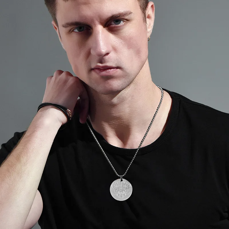 Круглый кулон из титановой стали, изысканное длинное колье, модное, подходит для мужчин и женщин.