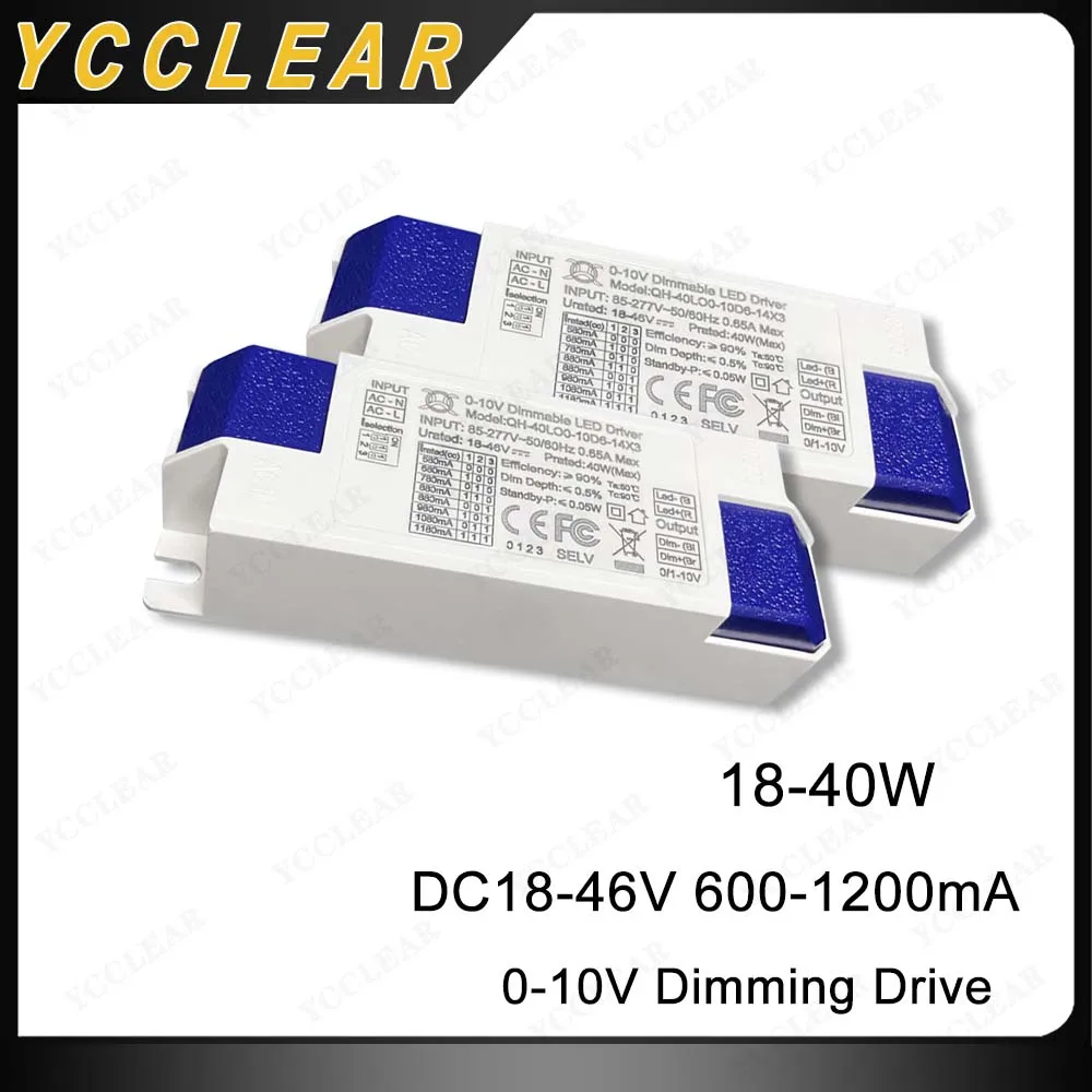 18W 20W 24W 28W 30W 35W 40W 0-10V Dimmable LED Driver DC18-46V 600mA 900mA 1200mA Lighting Transformers For 18W-40W Power Supply