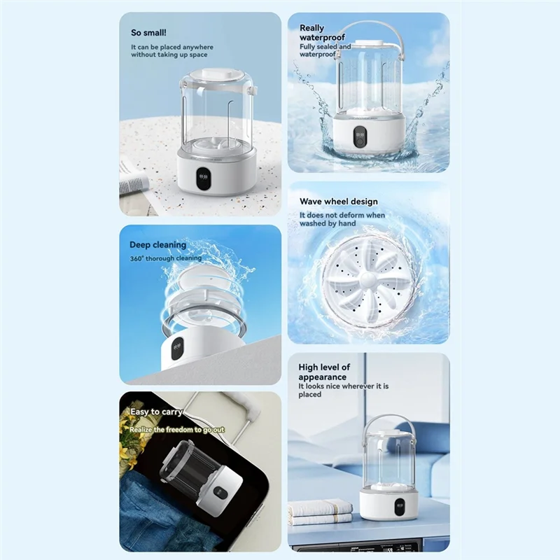 

-A89Z Portable Washer Underwear Washer Rechargeable Cordless Mini Portable Washing Machine For Apartment, Camping, Travel